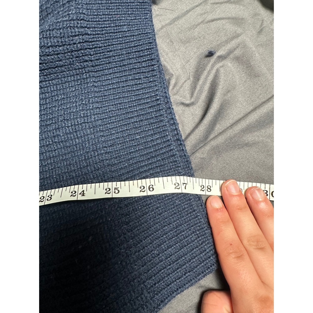 Guess Los Angeles Mens Colorblock Logo Knit Sweater Navy Blue Cream Tan Large - Picture 4 of 4